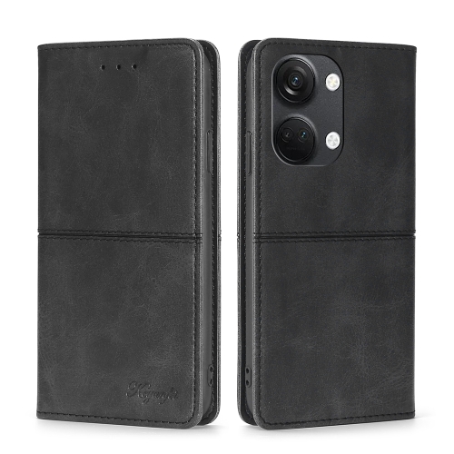 

For OnePlus Ace 2V 5G Cow Texture Magnetic Horizontal Flip Leather Phone Case(Black)