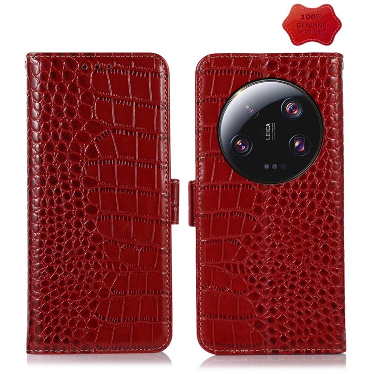 

For Xiaomi 13 Ultra Crocodile Top Layer Cowhide Leather Phone Case(Red)