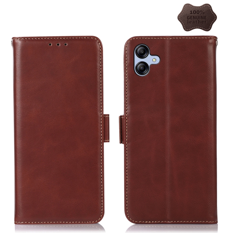 

For Samsung Galaxy F14 5G Crazy Horse Top Layer Cowhide Leather Phone Case(Brown)