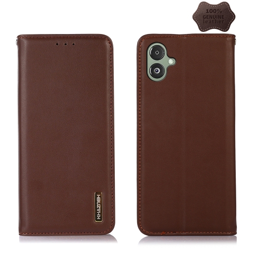 

For Samsung Galaxy F14 5G KHAZNEH Nappa Top Layer Cowhide Leather Phone Case(Brown)