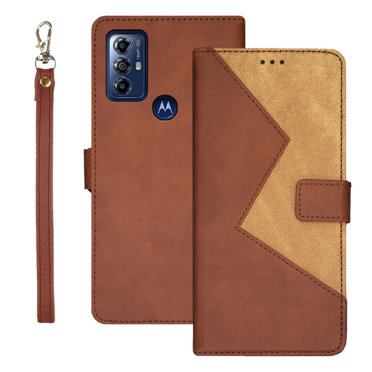 

For Motorola Moto G Play 2023 idewei Two-color Splicing Leather Phone Case(Brown)