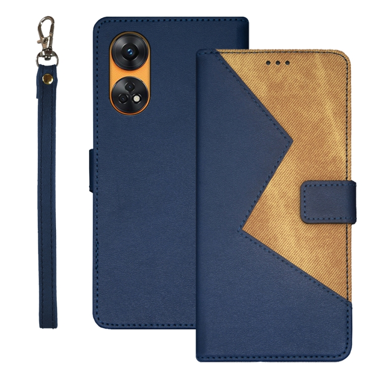 

For OPPO Reno8 T 4G idewei Two-color Splicing Leather Phone Case(Blue)