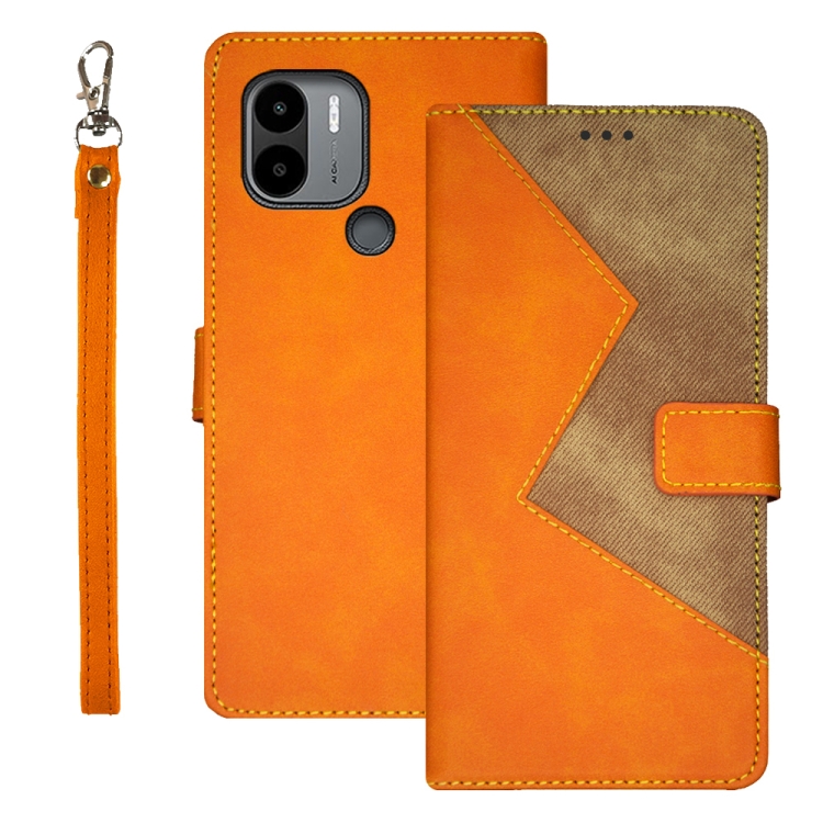 

For Xiaomi Poco C51 idewei Two-color Splicing Leather Phone Case(Orange)