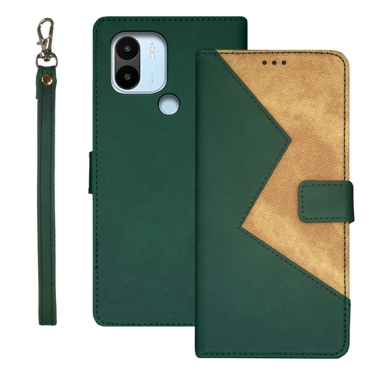 

For Xiaomi Redmi A2+ idewei Two-color Splicing Leather Phone Case(Green)