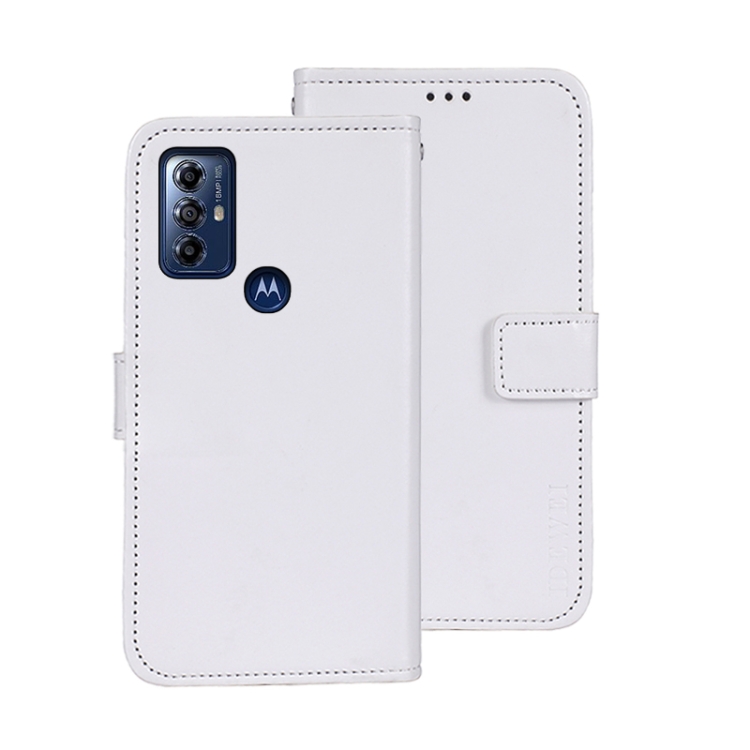 

For Motorola Moto G Play 2023 idewei Crazy Horse Texture Leather Phone Case with Holder(White)
