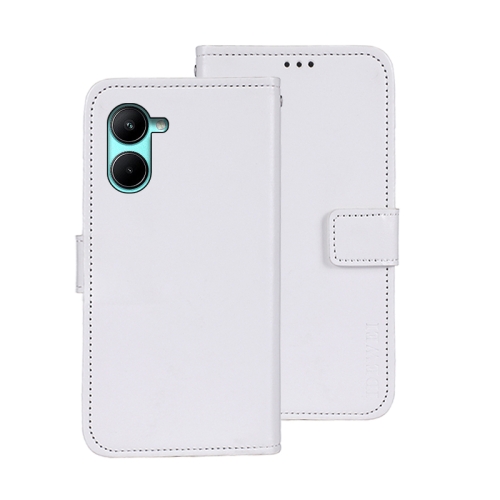 

For Realme C33 2023 idewei Crazy Horse Texture Leather Phone Case with Holder(White)