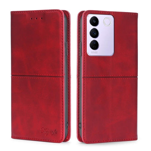 

For vivo S16e / V27e Cow Texture Magnetic Horizontal Flip Leather Phone Case(Red)