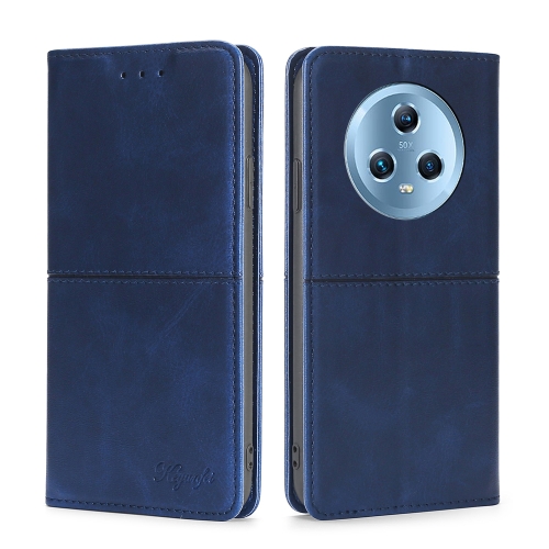 

For Honor Magic5 Cow Texture Magnetic Horizontal Flip Leather Phone Case(Blue)