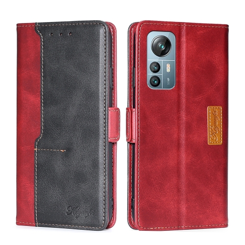 

For Blackview A85 Contrast Color Side Buckle Leather Phone Case(Red + Black)