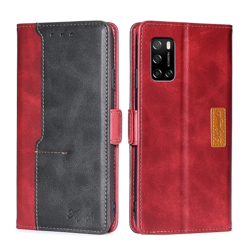 

For Rakuten Big S Contrast Color Side Buckle Leather Phone Case(Red + Black)