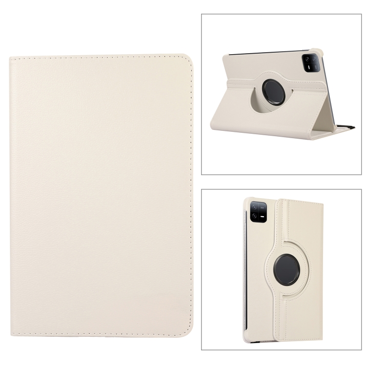 

For Xiaomi Pad 6 / Pad 6 Pro 360 Degree Rotation Litchi Texture Leather Tablet Case(White)