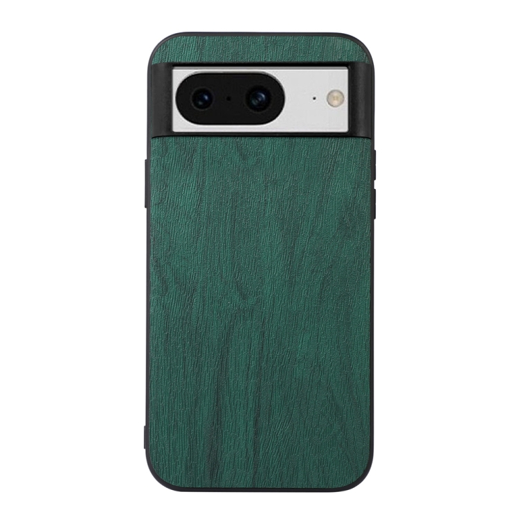 

For Google Pixel 8 Wood Texture PU Phone Case(Green)