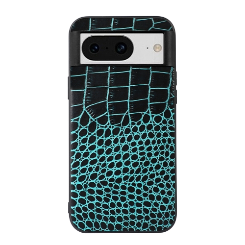 

For Google Pixel 8 Crocodile Texture Genuine Leather Phone Case(Cyan)