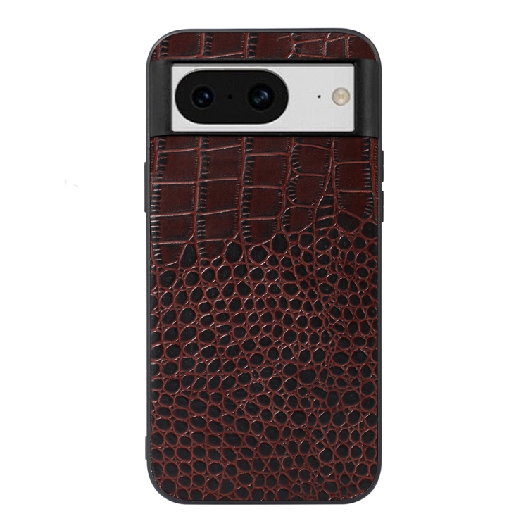 

For Google Pixel 8 Crocodile Texture Genuine Leather Phone Case(Coffee)