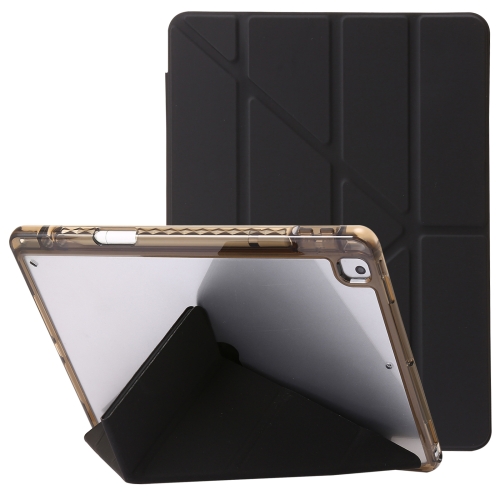 

For iPad 10.2 2021 / 2020 / 10.5 Clear Acrylic Deformation Leather Tablet Case(Black)