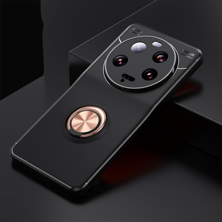 

For Xiaomi 13 Ultra Metal Ring Holder TPU Phone Case(Black+Gold)