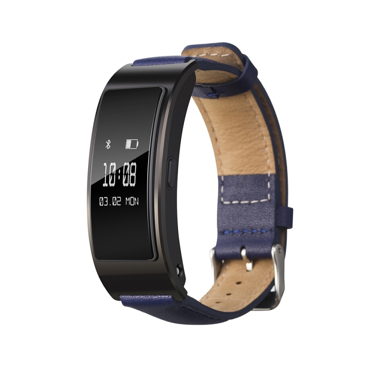 

For Huawei Band 7 Glossy Leather Watch Band(Navy Blue)
