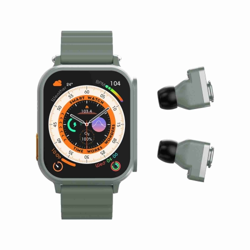 

N22 2 in 1 1.96 inch HD Display Sport Bluetooth Call Earphone Smart Watch(Green)