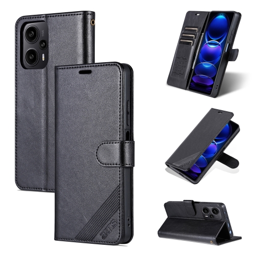 

For Xiaomi Redmi Note 12 Turbo AZNS Sheepskin Texture Flip Leather Phone Case(Black)