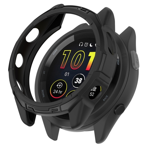 

For Garmin Forerunner 265 Armor Hollow Watch Protective Case(Black)