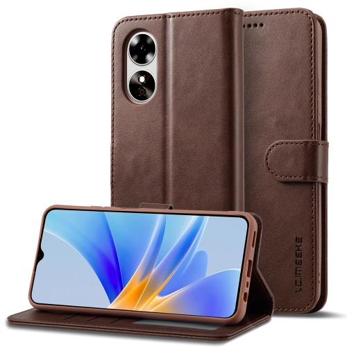 

For OPPO A78 5G Global LC.IMEEKE Calf Texture Horizontal Flip Leather Case(Brown)