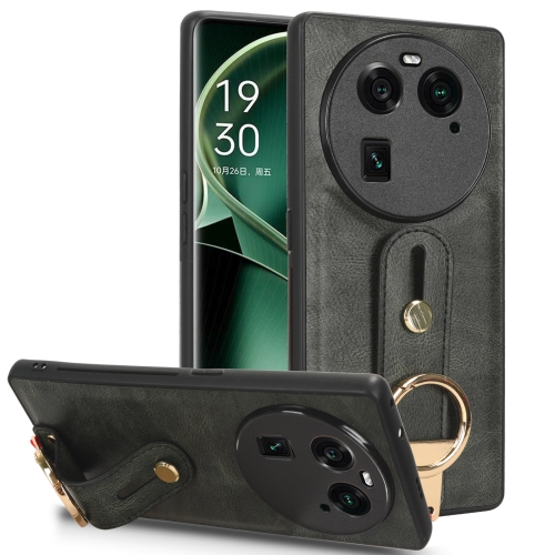 

For OPPO Find X6 5G Wristband Leather Back Phone Case(Green)