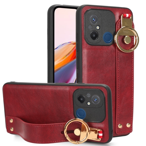 

For Xiaomi Redmi 12C / Poco C55 Wristband Leather Back Phone Case(Red)