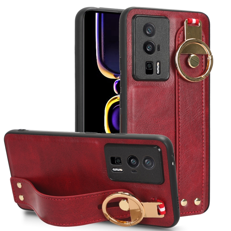 

For Xiaomi Redmi K60 / K60 Pro Wristband Leather Back Phone Case(Red)
