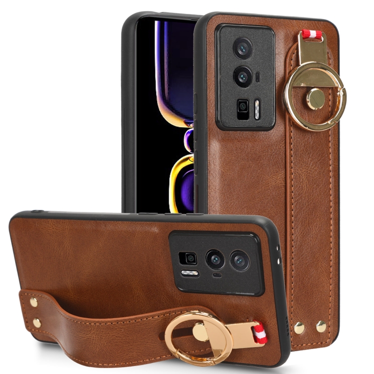 

For Xiaomi Redmi K60 / K60 Pro Wristband Leather Back Phone Case(Brown)