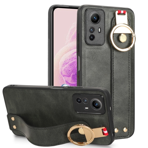 

For Redmi Note 12S 4G Wristband Leather Back Phone Case(Green)