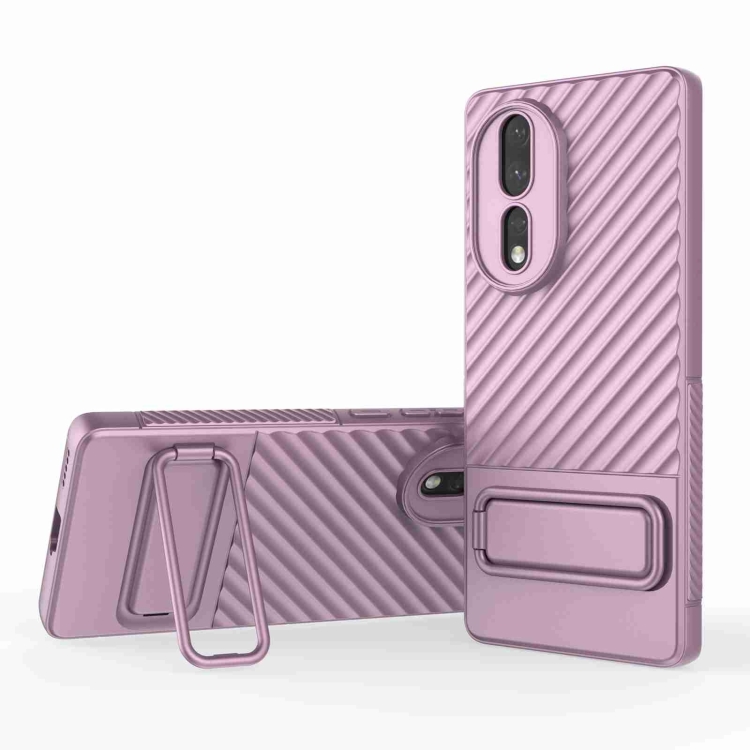 

For Honor 80 5G Wavy Texture TPU Phone Case with Lens Film(Purple)