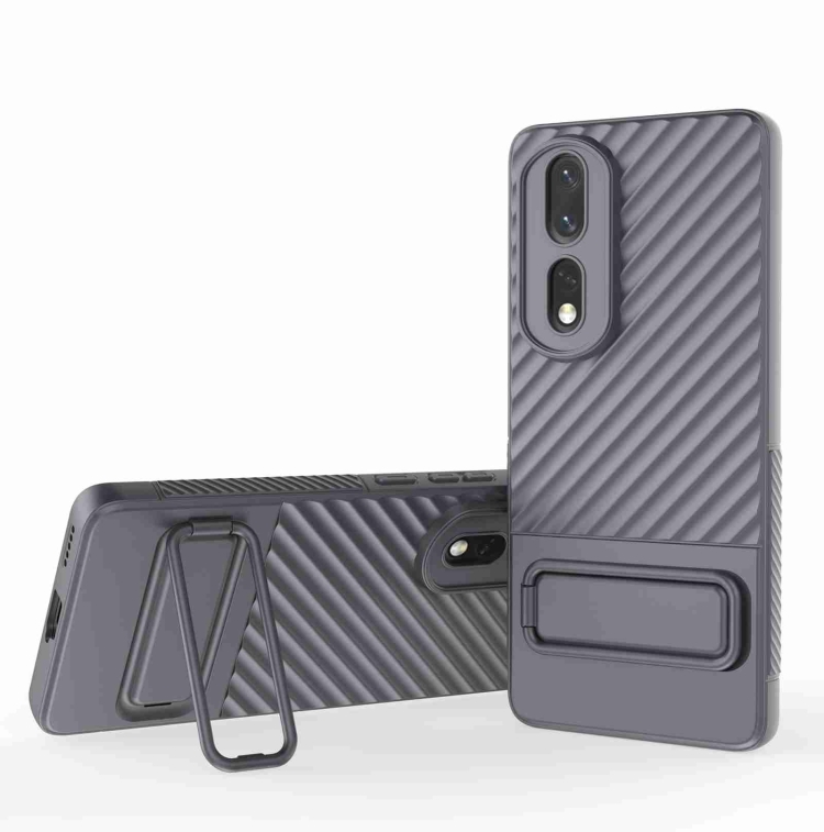 

For Honor 80 Pro 5G Wavy Texture TPU Phone Case with Lens Film(Grey)