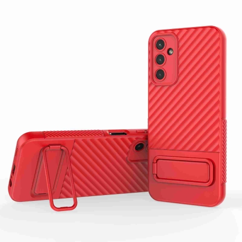 

For Samsung Galaxy A14 5G Wavy Texture TPU Phone Case with Lens Film(Red)