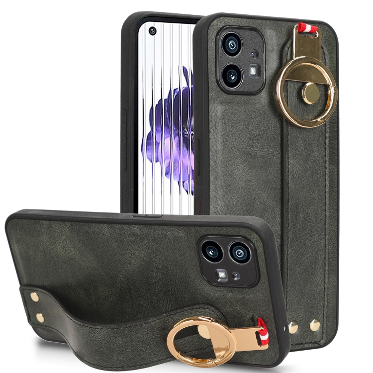 

For Nothing Phone 1 Wristband Leather Back Phone Case(Green)