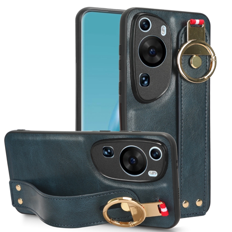 

For Huawei P60 Art Wristband Leather Back Phone Case(Blue)