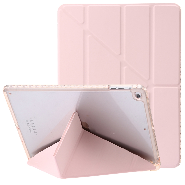 

For iPad Air / Air 2 / 9.7 2018 / 2017 Clear Acrylic Deformation Leather Tablet Case(Pink)