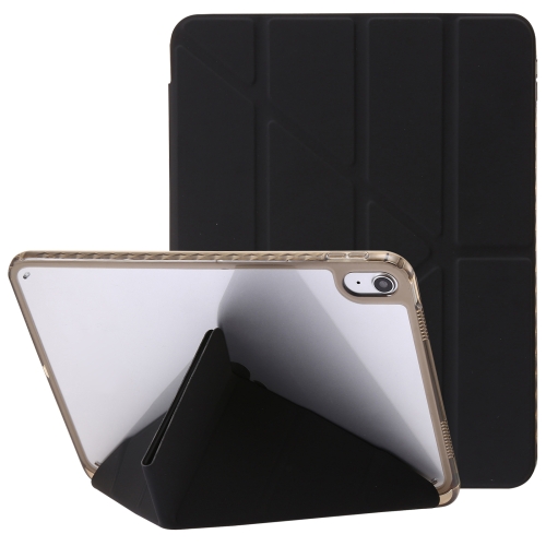 

For iPad 10th Gen 10.9 2022 Clear Acrylic Deformation Leather Tablet Case(Black)