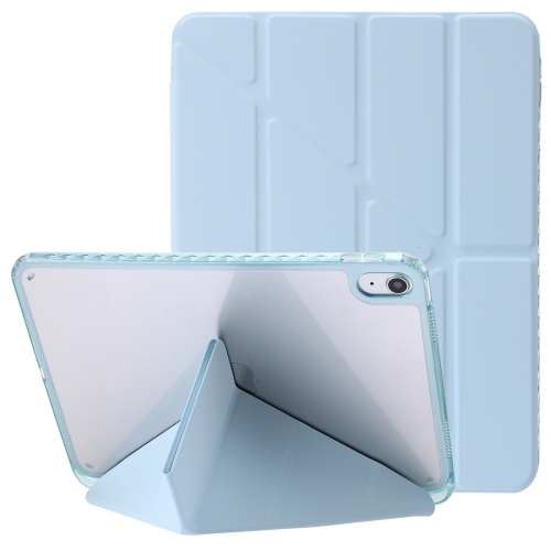 

For iPad 10th Gen 10.9 2022 Clear Acrylic Deformation Leather Tablet Case(Ice Blue)