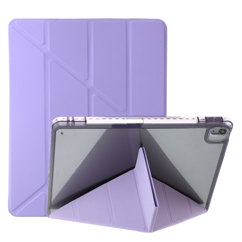 

For iPad 10th Gen 10.9 2022 Clear Acrylic Deformation Leather Tablet Case(Purple)