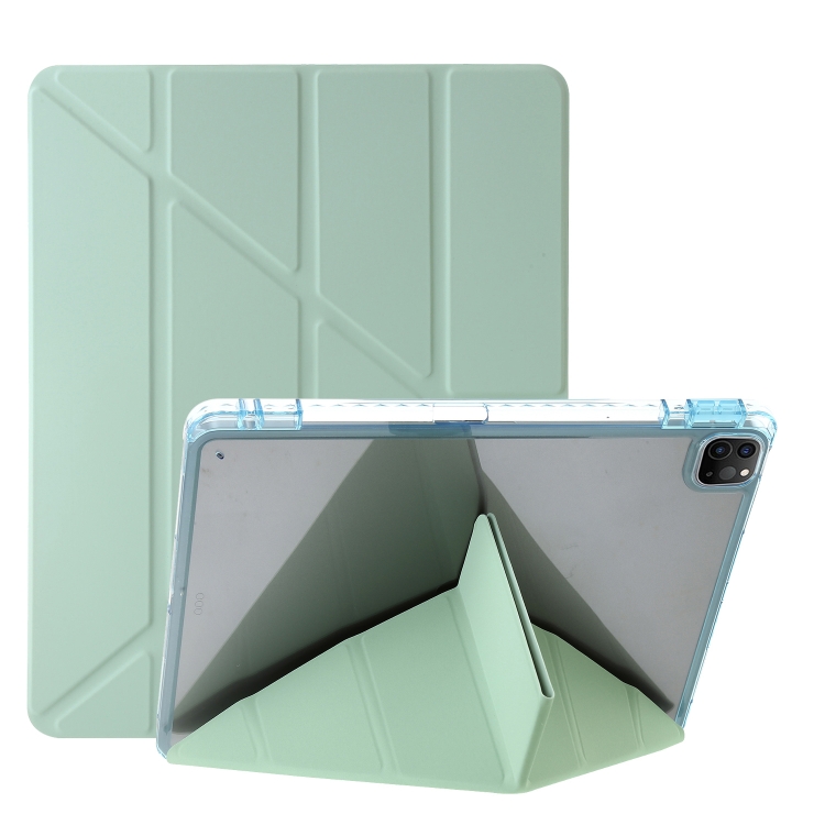 

For iPad Pro 12.9 2022 / 2021 / 2020 Clear Acrylic Deformation Leather Tablet Case(Green)