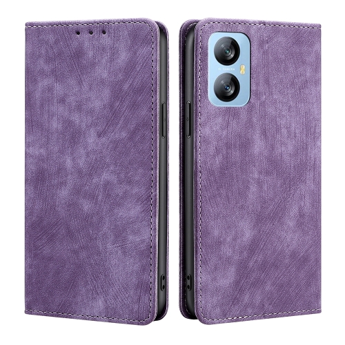 

For Blackview A52 RFID Anti-theft Brush Magnetic Leather Phone Case(Purple)