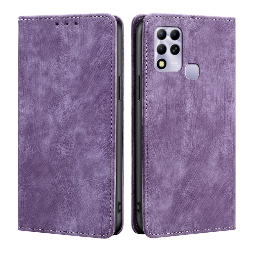 

For Infinix Hot 11 Russian Version RFID Anti-theft Brush Magnetic Leather Phone Case(Purple)