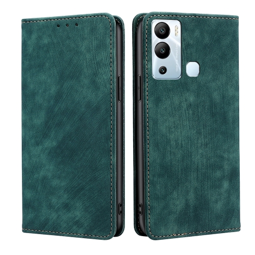 

For Infinix Hot 12i RFID Anti-theft Brush Magnetic Leather Phone Case(Green)