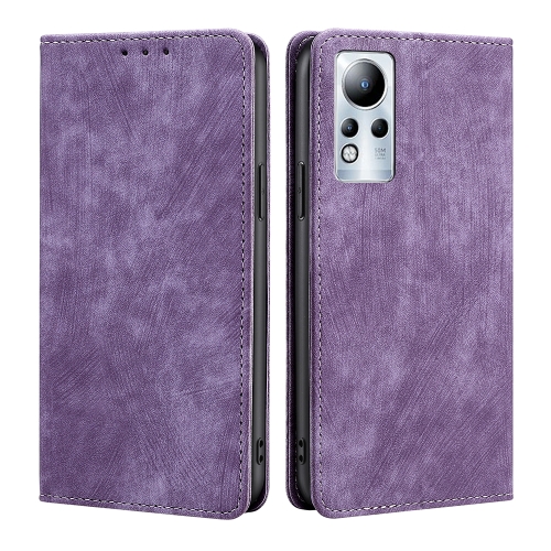 

For Infinix Note 11 RFID Anti-theft Brush Magnetic Leather Phone Case(Purple)