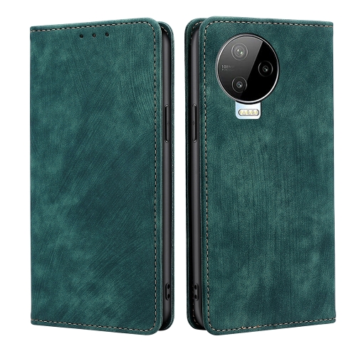 

For Infinix Note 12 2023 / Note 12 Pro 4G RFID Anti-theft Brush Magnetic Leather Phone Case(Green)