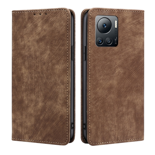 

For Infinix Note 12 VIP RFID Anti-theft Brush Magnetic Leather Phone Case(Brown)