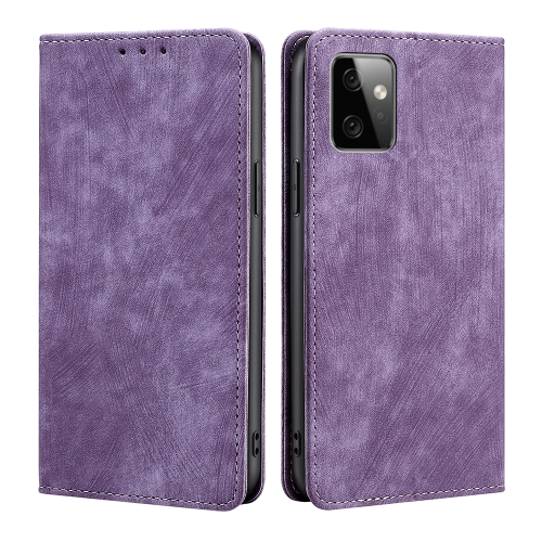 

For Motorola Moto G Power 2023 RFID Anti-theft Brush Magnetic Leather Phone Case(Purple)