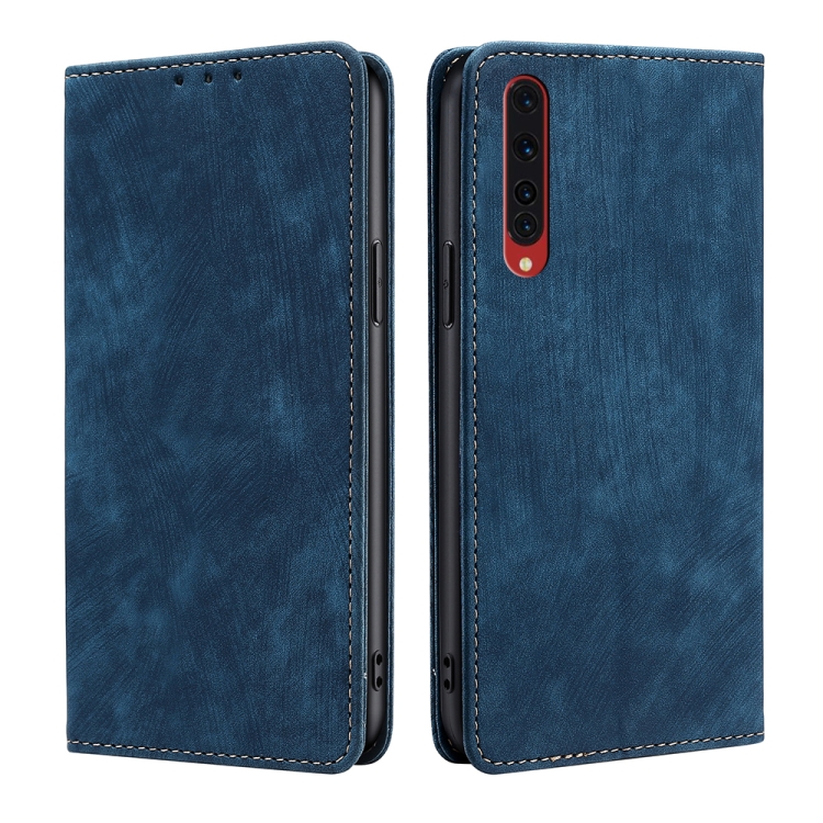 

For Rakuten Big RFID Anti-theft Brush Magnetic Leather Phone Case(Blue)