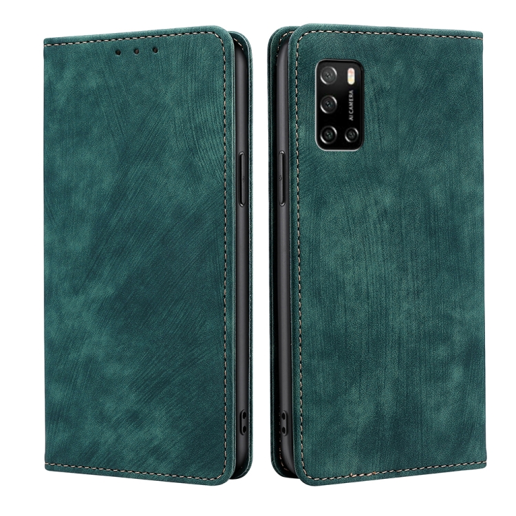 

For Rakuten Big S RFID Anti-theft Brush Magnetic Leather Phone Case(Green)