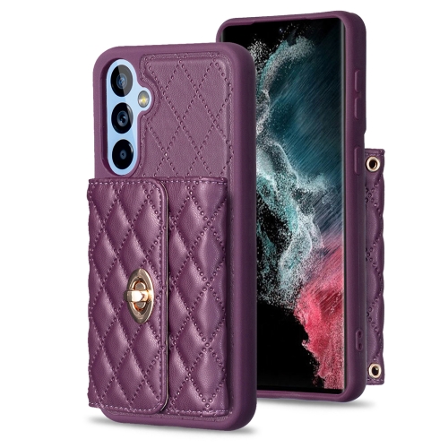 

For Samsung Galaxy A54 5G Horizontal Metal Buckle Wallet Rhombic Leather Phone Case(Dark Purple)